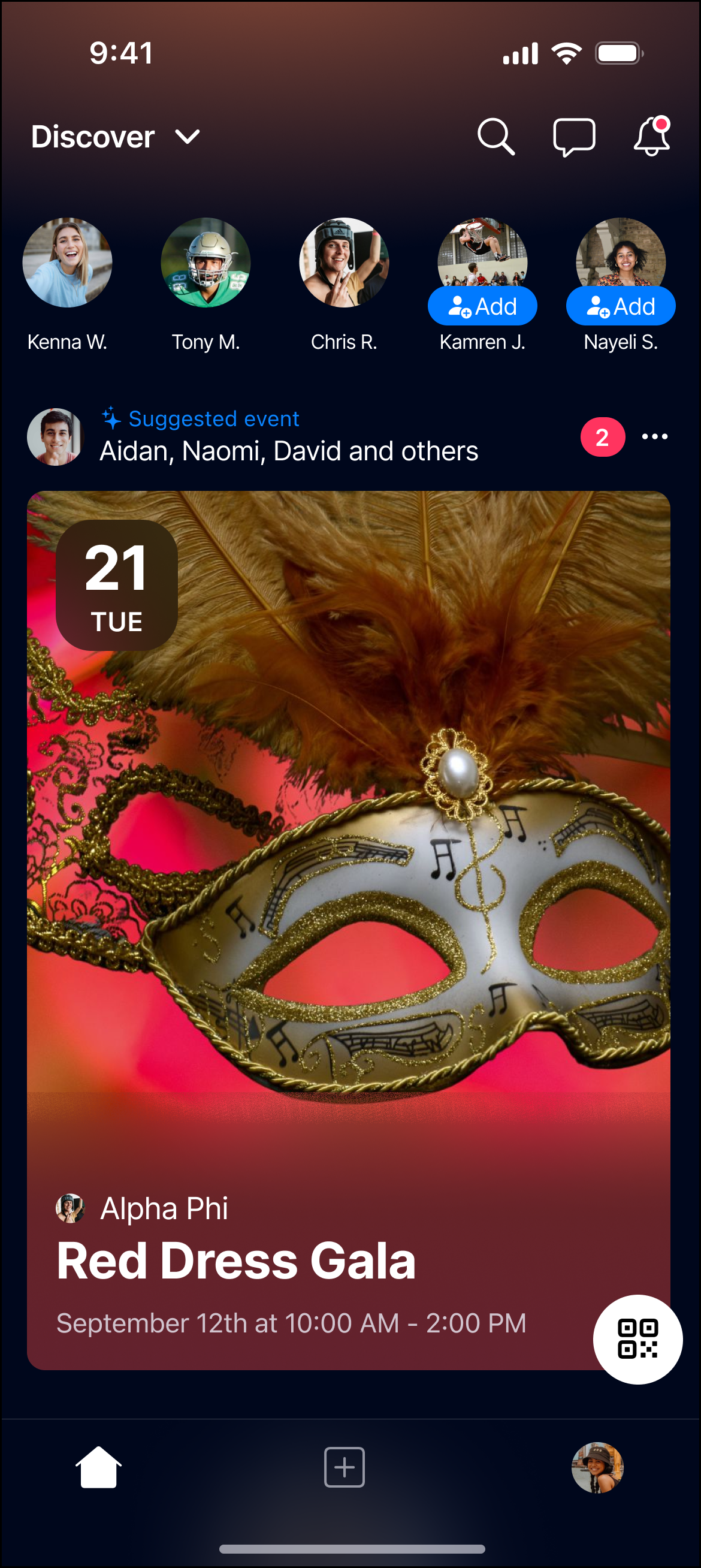 New DoorList — friends visible, suggested events based on who's going